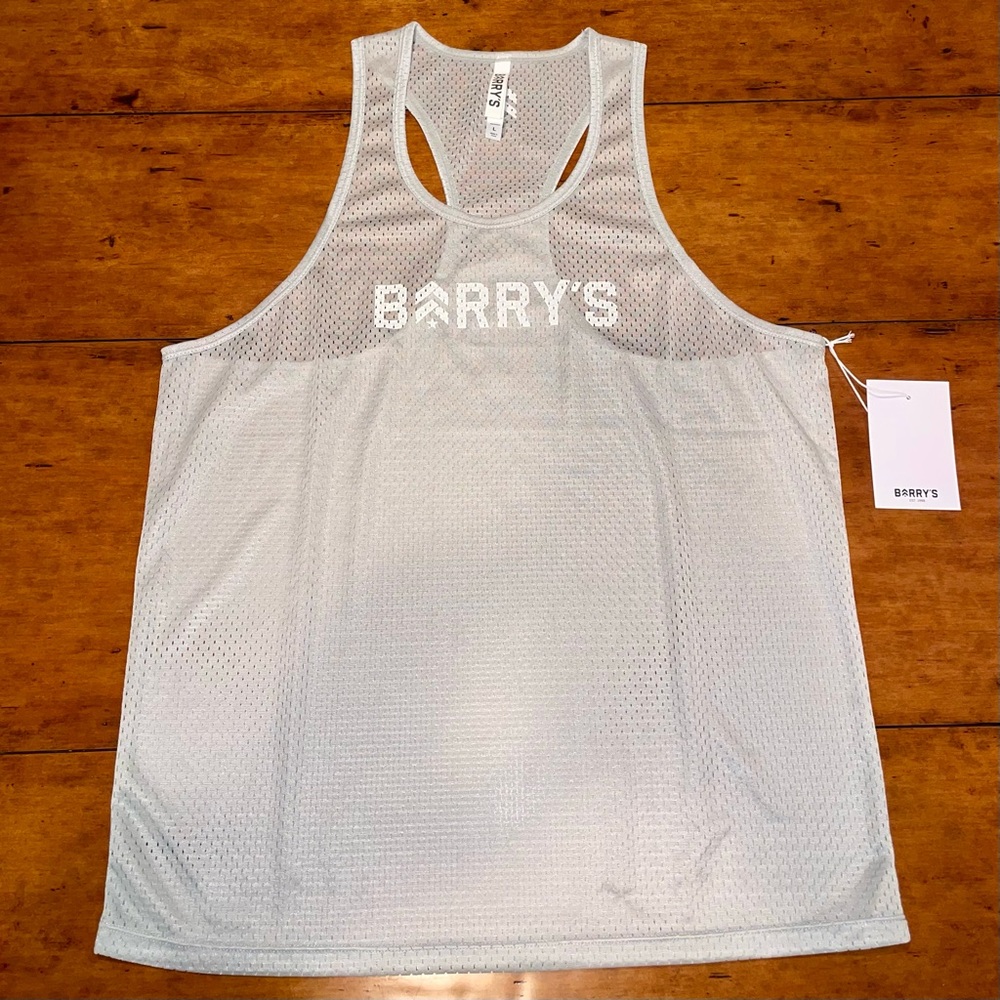 Mens Light Grey Relay Mesh Tank, Barry’s Bootcamp, MSRP $88